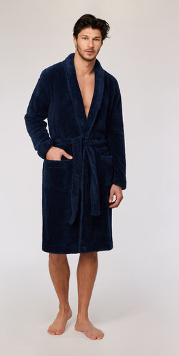 Woody Heren kamerjas, donkerblauw