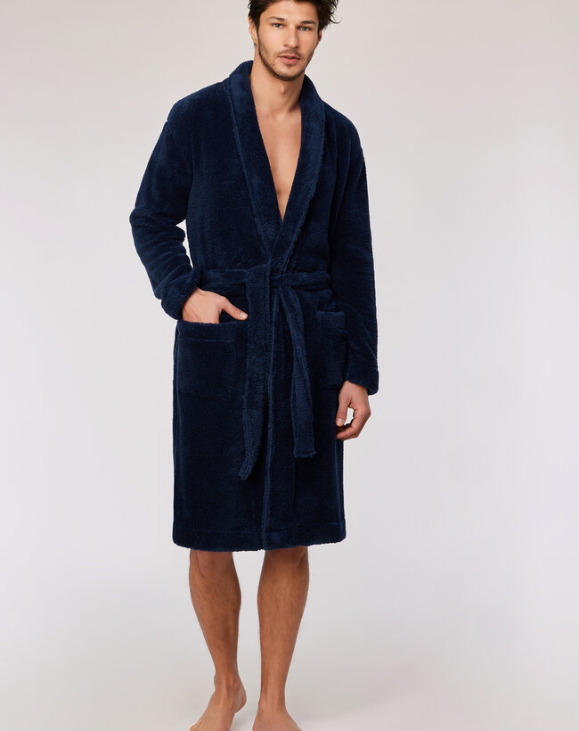 Woody Heren kamerjas, donkerblauw