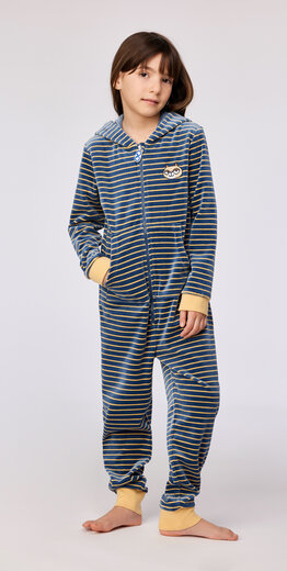 Woody Unisex Onesie, antraciet-gele streep
