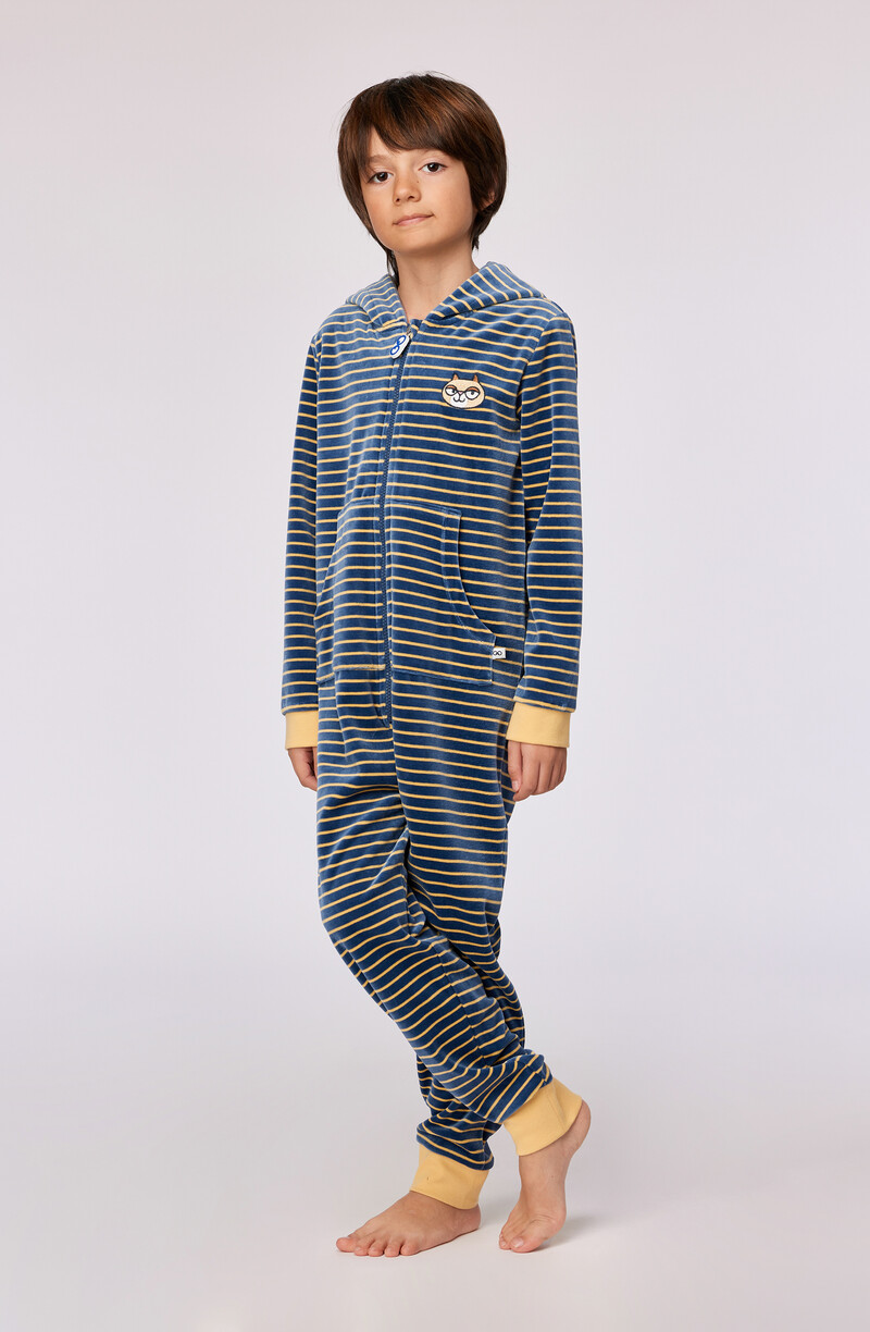 Woody Unisex Onesie, antraciet-gele streep
