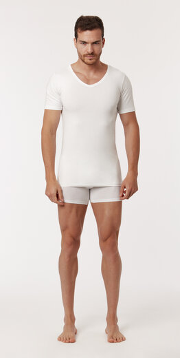 Woody T-shirt deep V-neck, wit