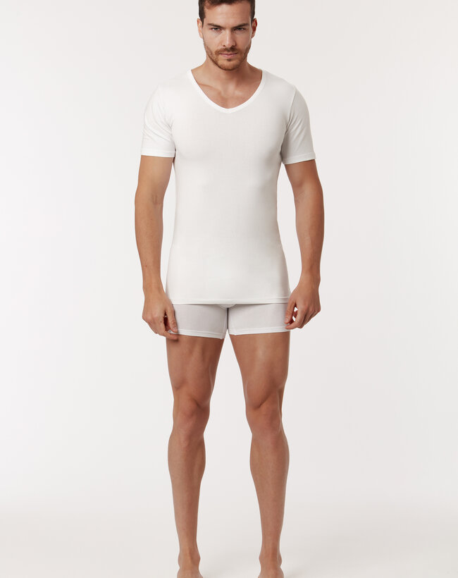 Woody T-shirt deep V-neck, wit