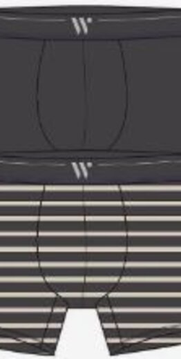 Woody Jongens Boxer, duopack antraciet + gebroken wit fijn gestreept