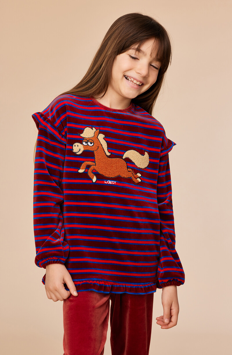 Woody Meisjes-Dames Pyjama, rode streep