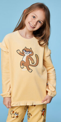 Woody Meisjes-Dames Pyjama, lichtgeel