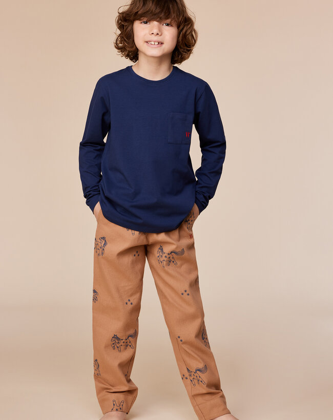 Woody Jongens-Heren Pyjama, donkerblauw