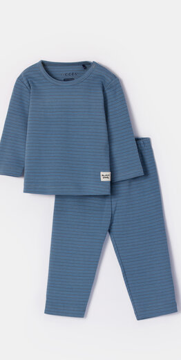 Woody Unisex Pyjama, donkerblauwe streep