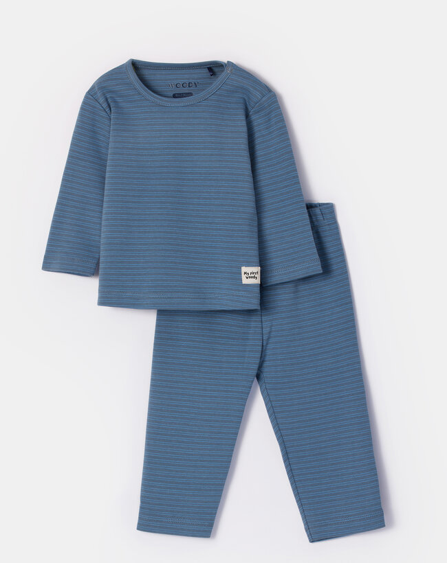 Woody Unisex Pyjama, donkerblauwe streep