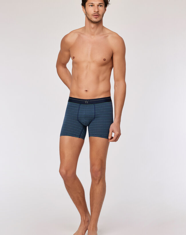 Woody Heren boxer, set donkerblauw + streep