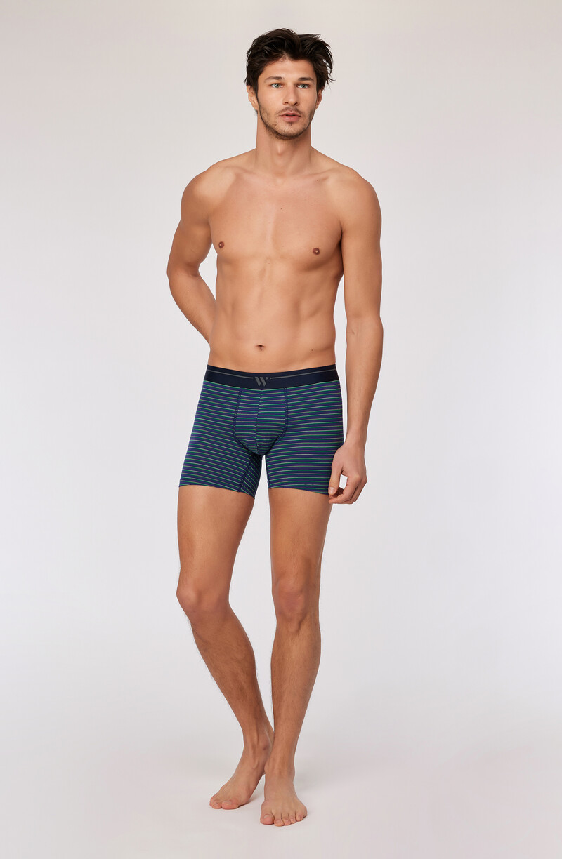 Woody Heren boxer, set donkerblauw + streep