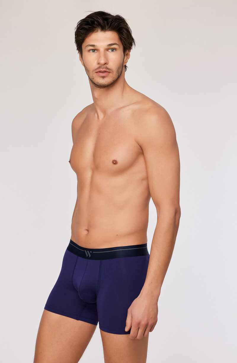 Woody Heren boxer, set donkerblauw + streep