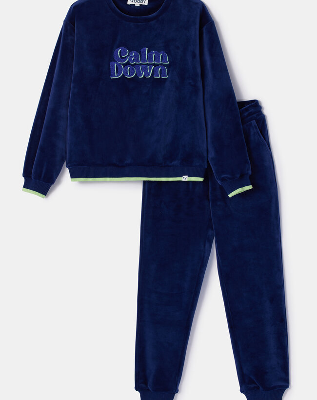 Woody Meisjes-Dames Pyjama, donkerblauw