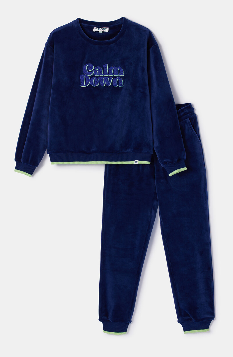 Woody Meisjes-Dames Pyjama, donkerblauw