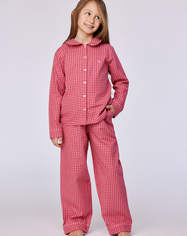 Woody Meisjes-Dames Pyjama, roze ruitje