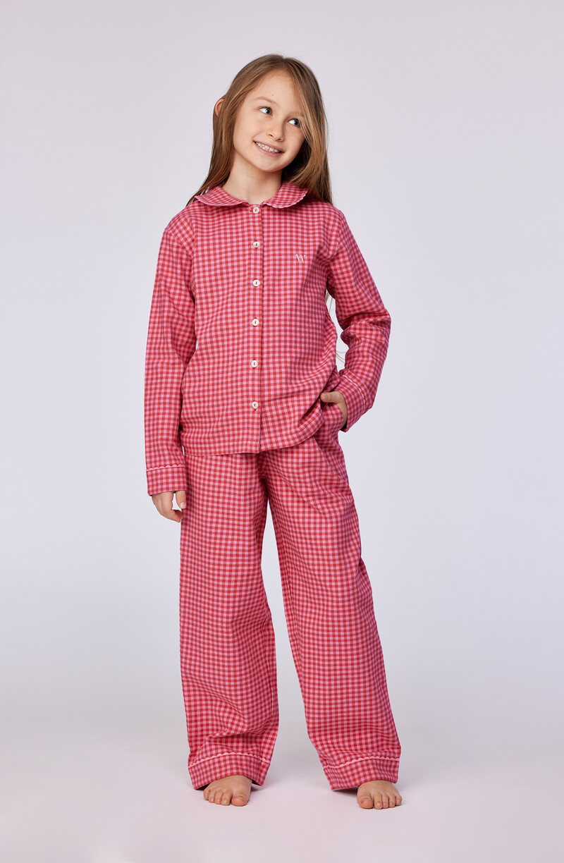 Woody Meisjes-Dames Pyjama, roze ruitje