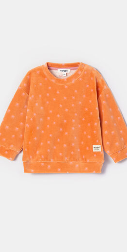 Woody Unisex Pyjama, oranje sterretjes print