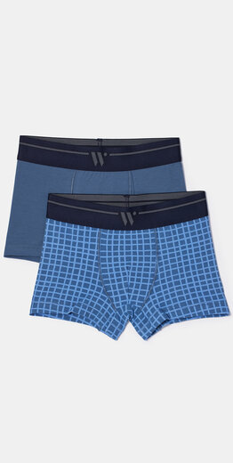 Woody Jongens-Heren boxer, set donkergrijs + ruitje
