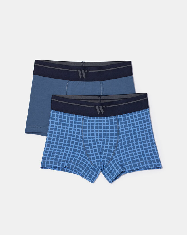Woody Jongens-Heren boxer, set donkergrijs + ruitje