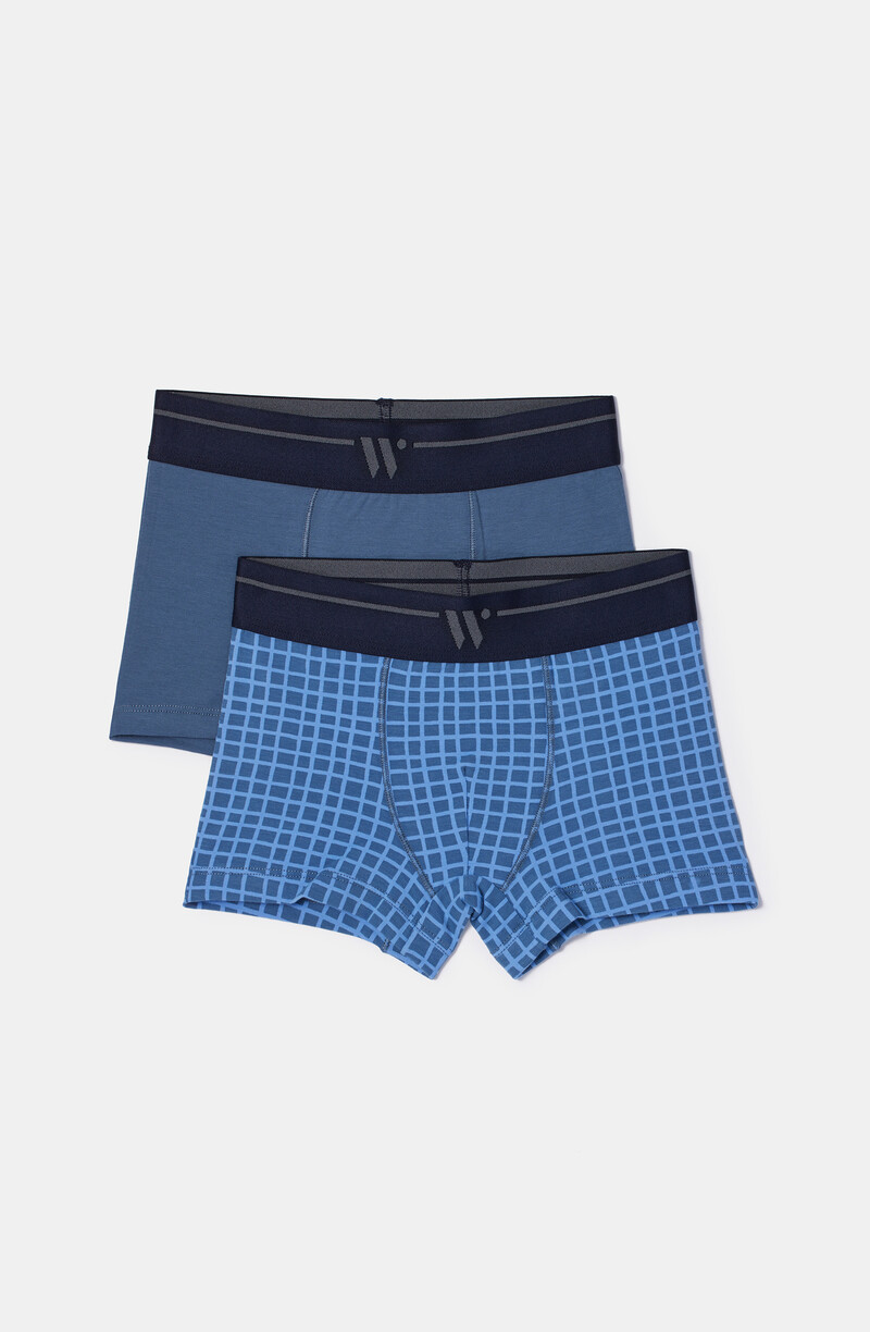Woody Jongens-Heren boxer, set donkergrijs + ruitje