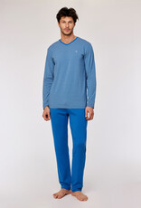 Woody Heren Pyjama, blauw-gele streep