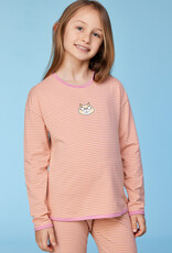 Woody Meisjes-Dames Pyjama, roze-gele streep
