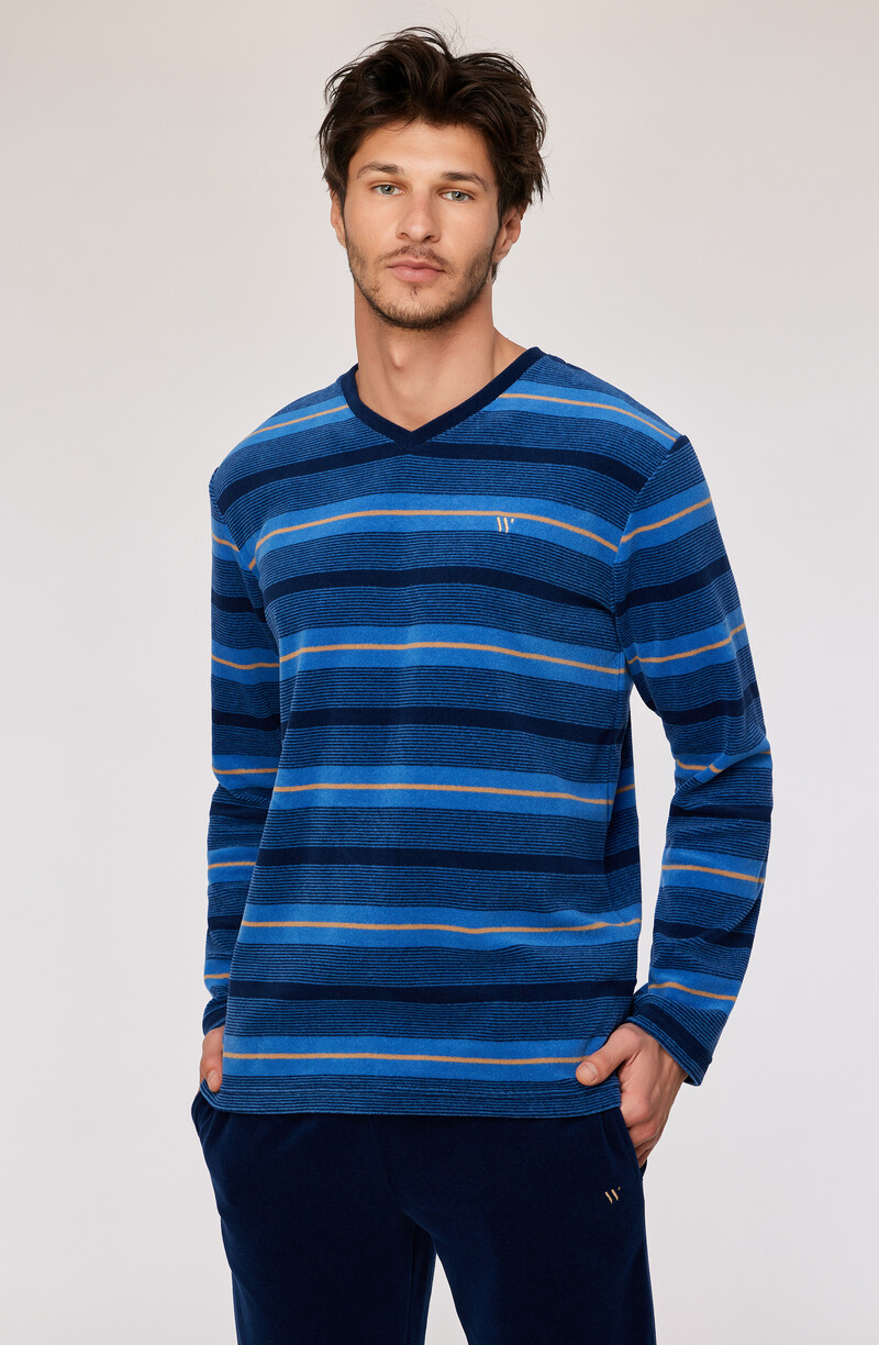 Woody Heren Pyjama, blauwe streep