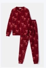 Woody Meisjes-Dames Pyjama, bordeaux strikkenprint