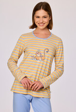 Woody Meisjes-Dames pyjama, geel gestreept