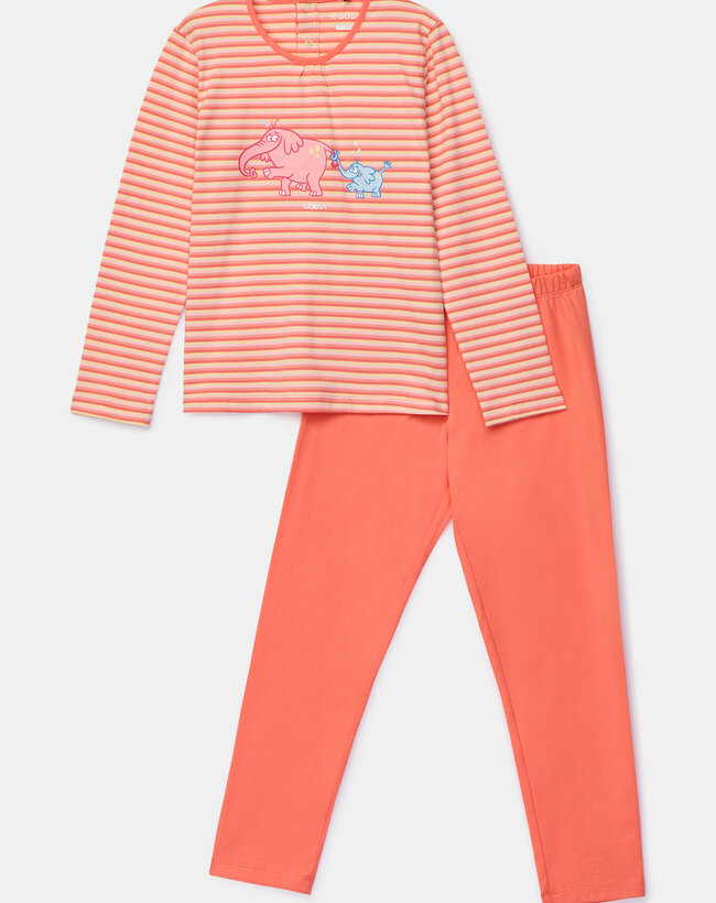 Woody Meisjes-Dames pyjama, multicolor streep