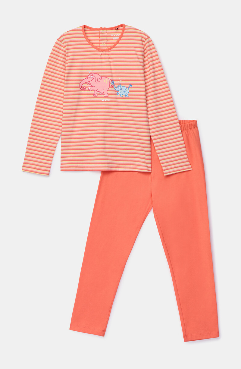 Woody Meisjes-Dames pyjama, multicolor streep