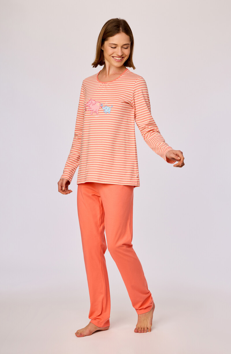 Woody Meisjes-Dames pyjama, multicolor streep