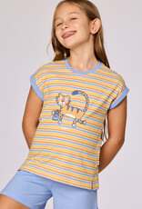 Woody Meisjes-Dames pyjama, geel gestreept