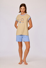 Woody Meisjes-Dames pyjama, geel gestreept