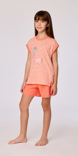 Woody Meisjes-Dames pyjama, multicolor streep