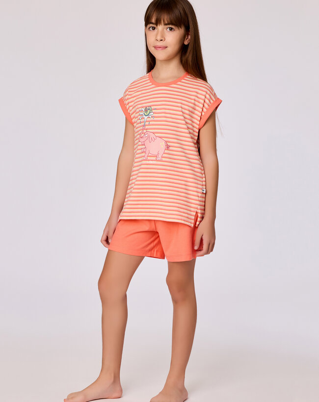 Woody Meisjes-Dames pyjama, multicolor streep