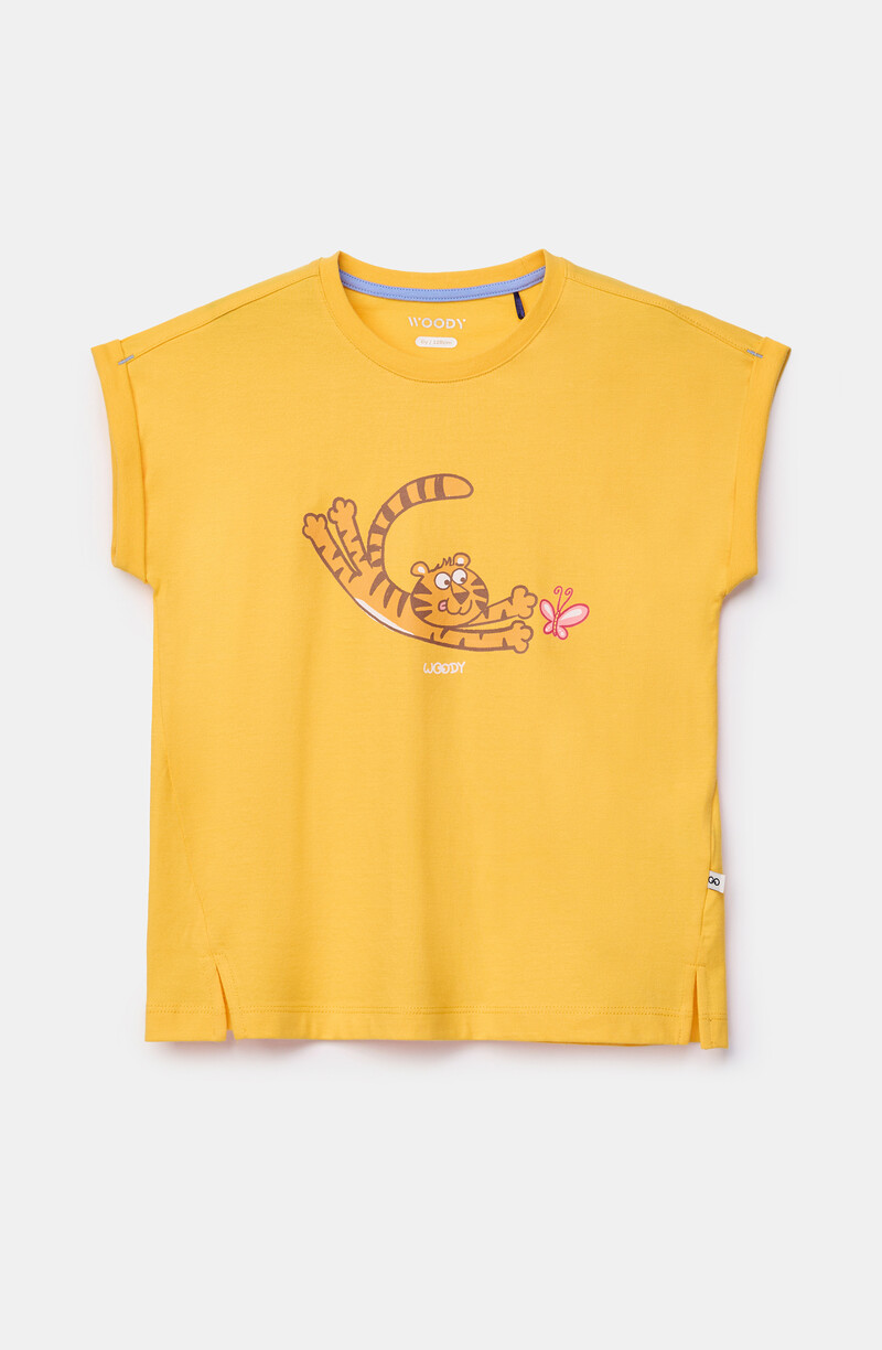 Woody Meisjes-Dames pyjama, geel