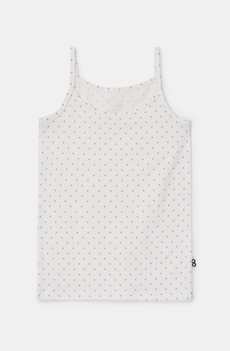 Woody Meisjes Singlet, bolletjes print blauw