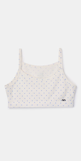 Woody Topje, bolletjes print blauw