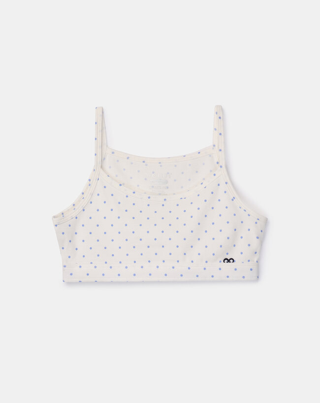 Woody Topje, bolletjes print blauw