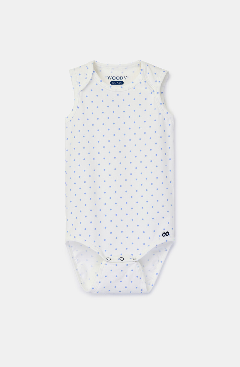 Woody Body, bolletjes print blauw