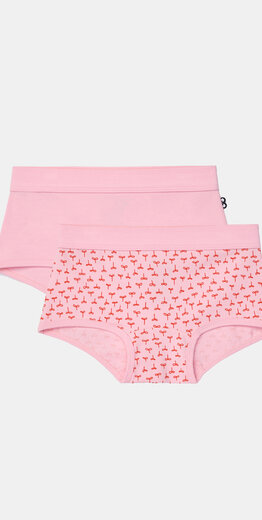 Woody Meisjes boxer, roze + plantjes print
