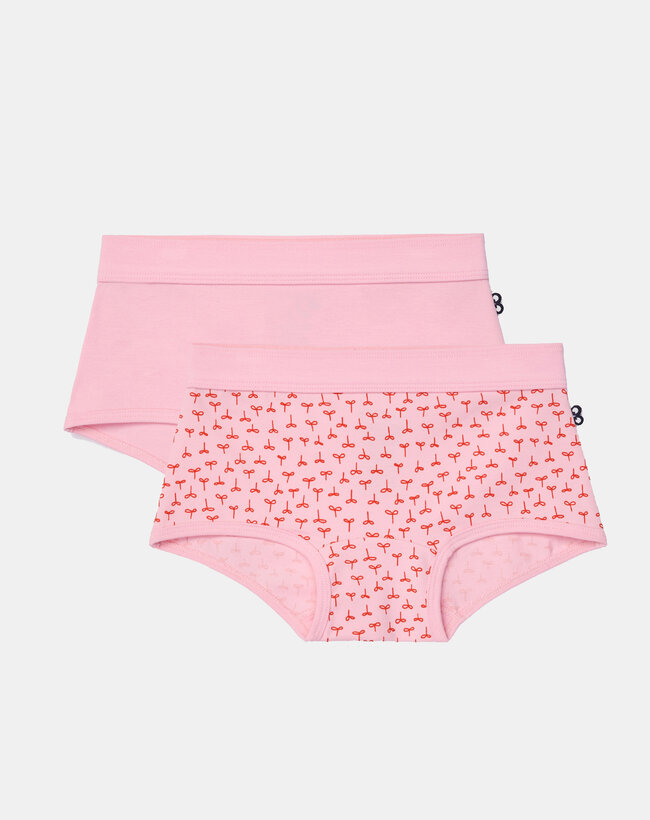 Woody Meisjes boxer, roze + plantjes print