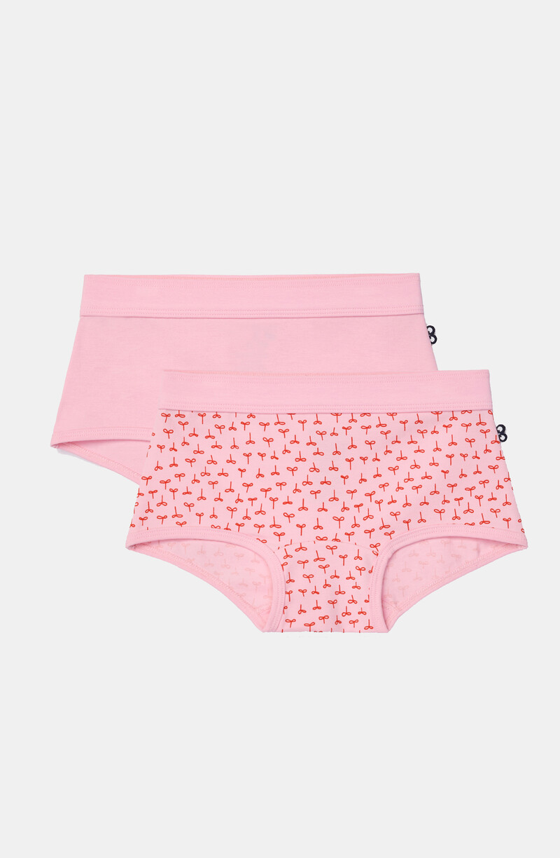 Woody Meisjes boxer, roze + plantjes print