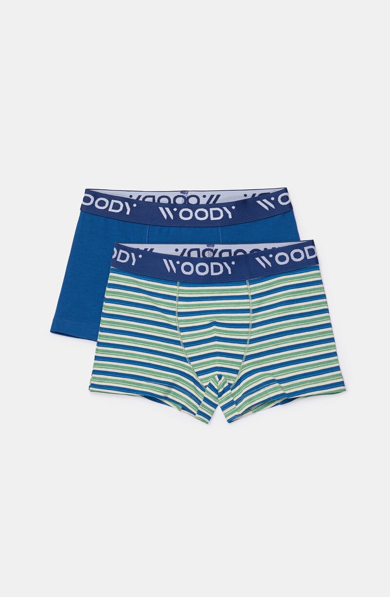 Woody Jongens boxer, donkerblauw + streep