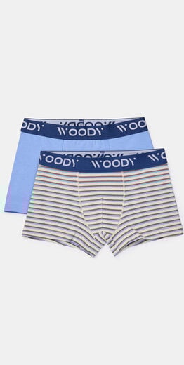 Woody Jongens boxer, blauw + streep