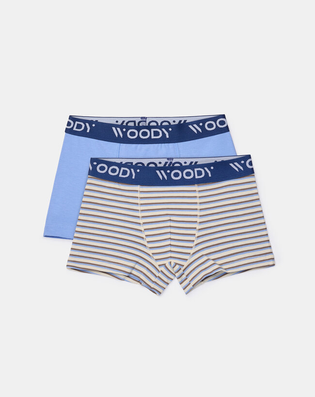 Woody Jongens boxer, blauw + streep