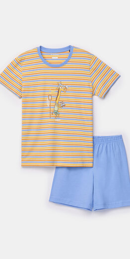Woody Jongens-Heren pyjama, geel gestreept