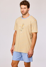 Woody Jongens-Heren pyjama, geel gestreept