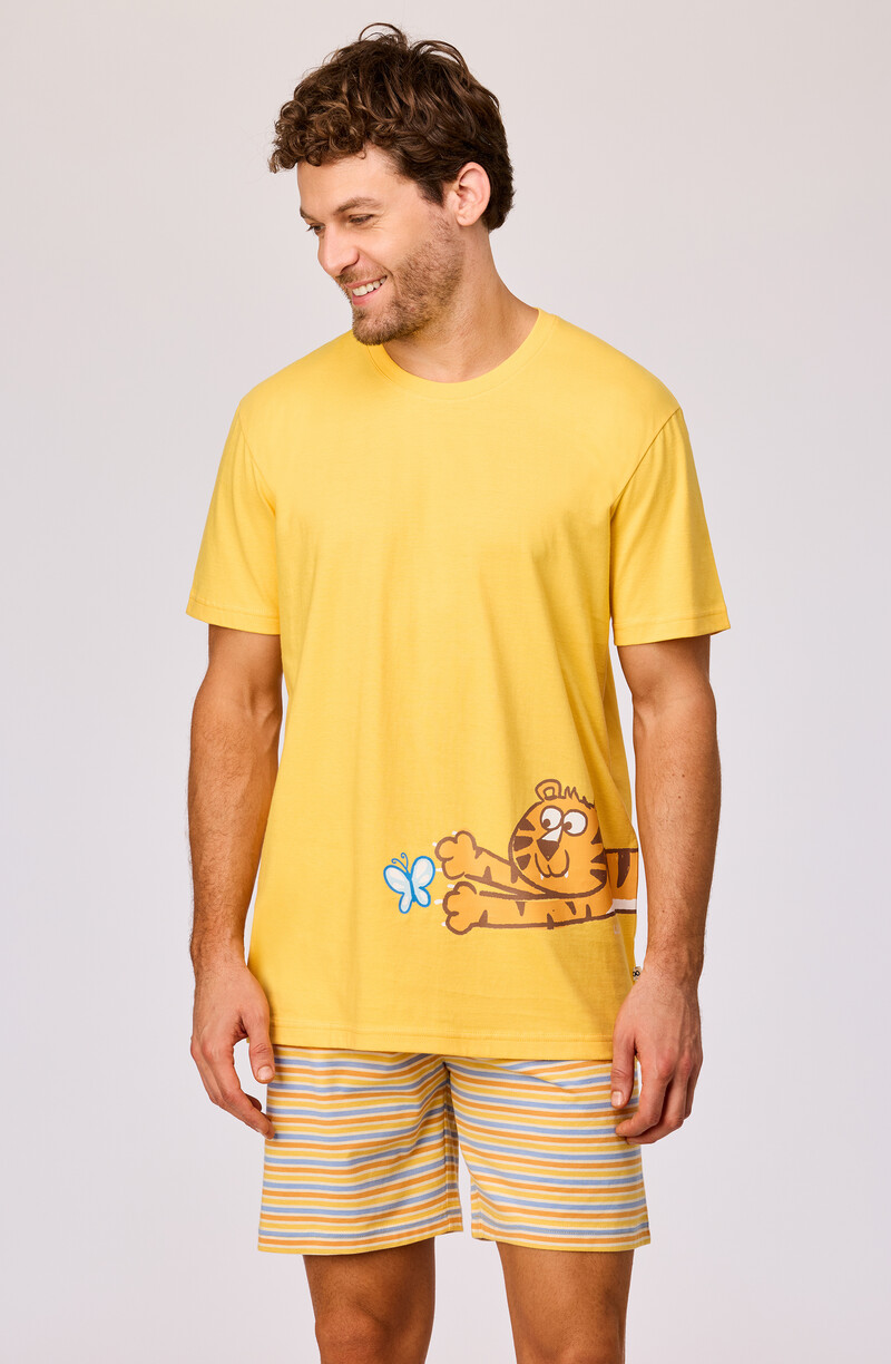 Woody Jongens-Heren pyjama, geel