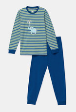 Woody Jongens-Heren pyjama, groen-blauwe streep
